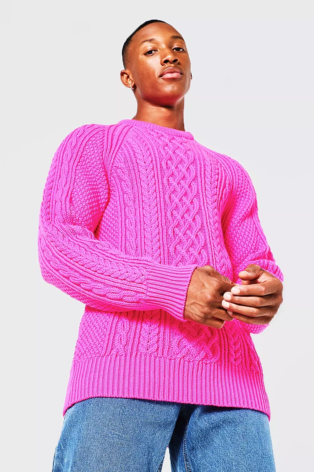 Bright pink top knitted jumper